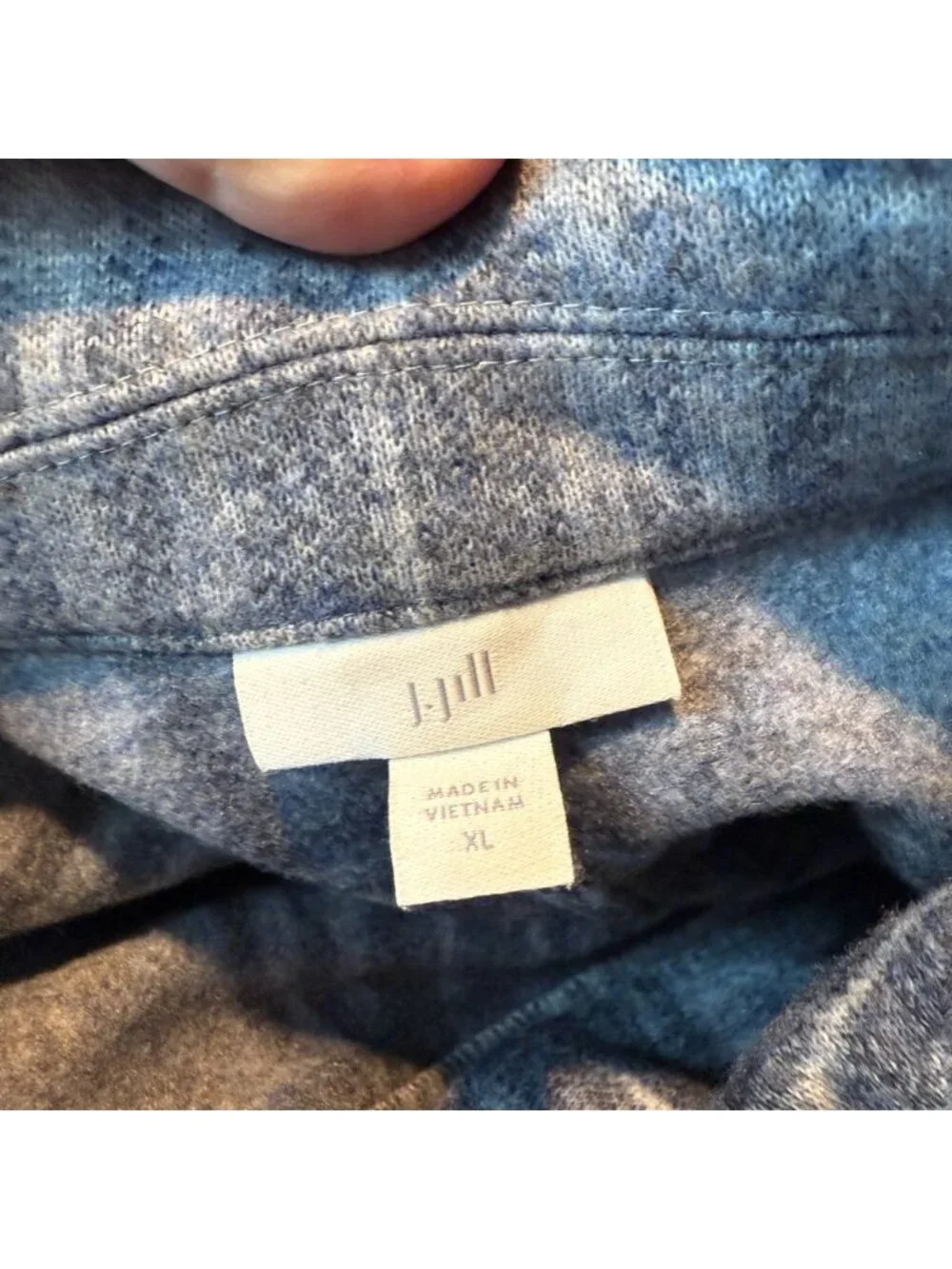 J Jill Women XL Shacket Shirt Jacket Blue Plaid Button Front Thick Flannel Warm